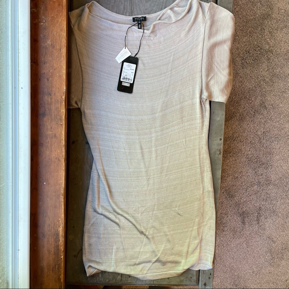 NWT Escada Sport draped neck soft & slinky metallic dress | size M